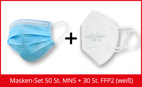 FFP2 + MNS Masken Set (30 Stk. Atem Masken FFP2  & 50 Stk. MNS)